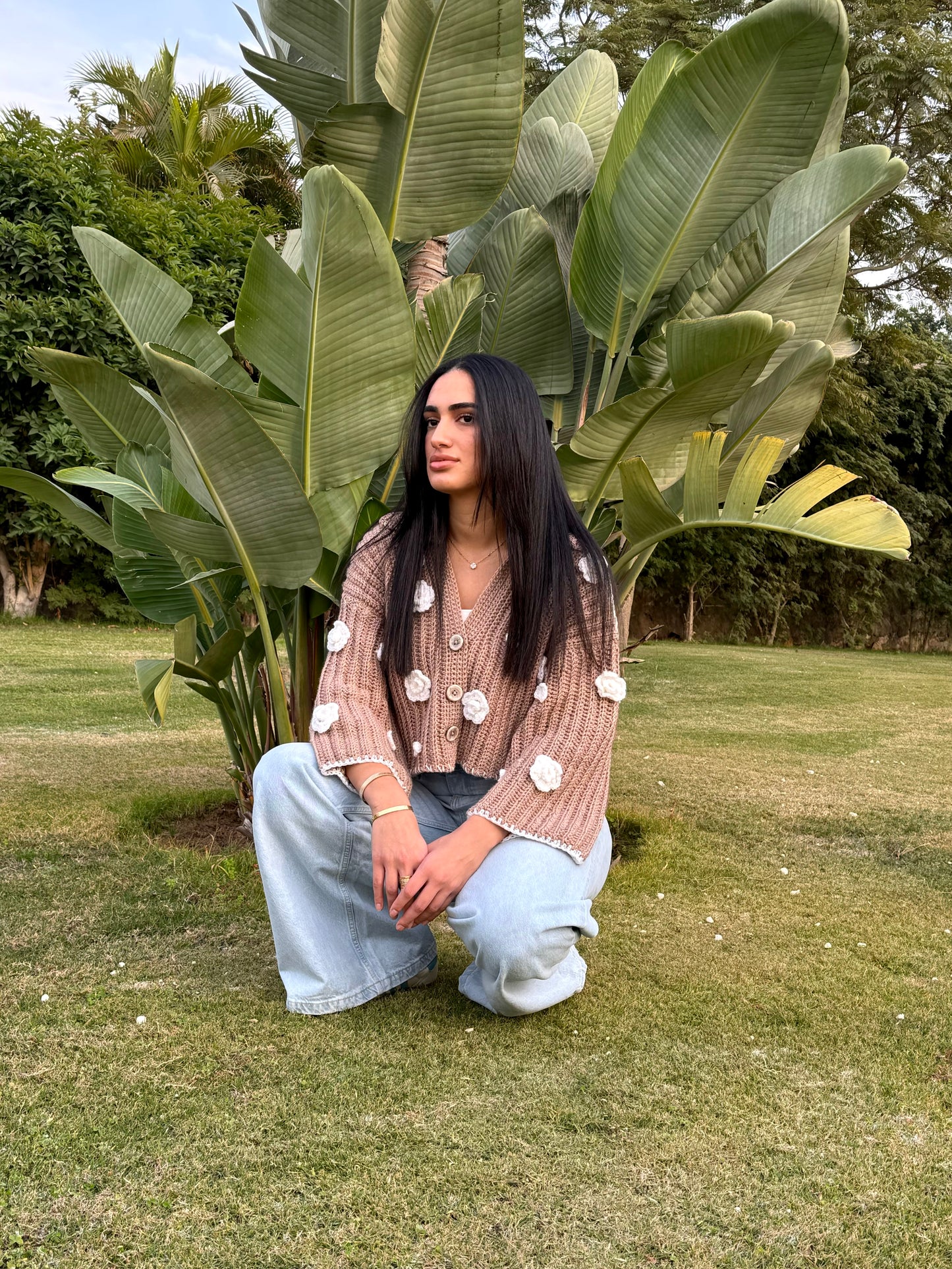 Alia Floral Cardigan in Wool