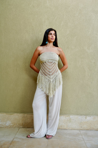 Gina Crochet Fringe Top